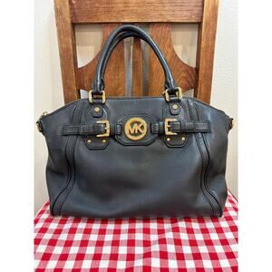 MK Michael Kors HUDSON Lg Leather Tote Purse Black